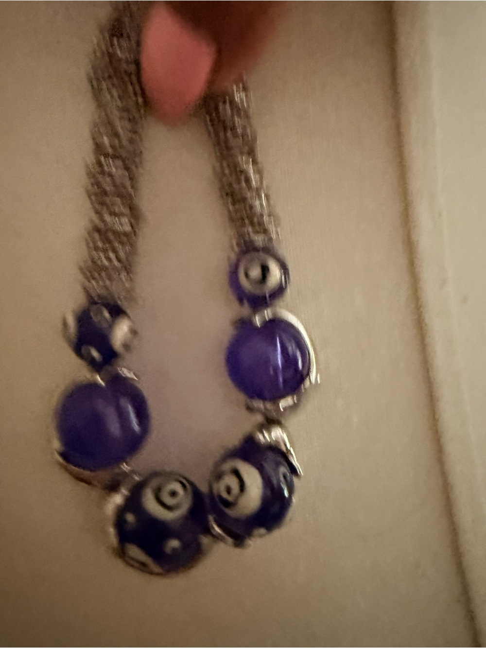 Beaded Evil Eye Statement Bracelet in Purple